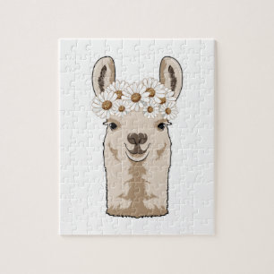 Puzzle Llama aux fleurs blanches