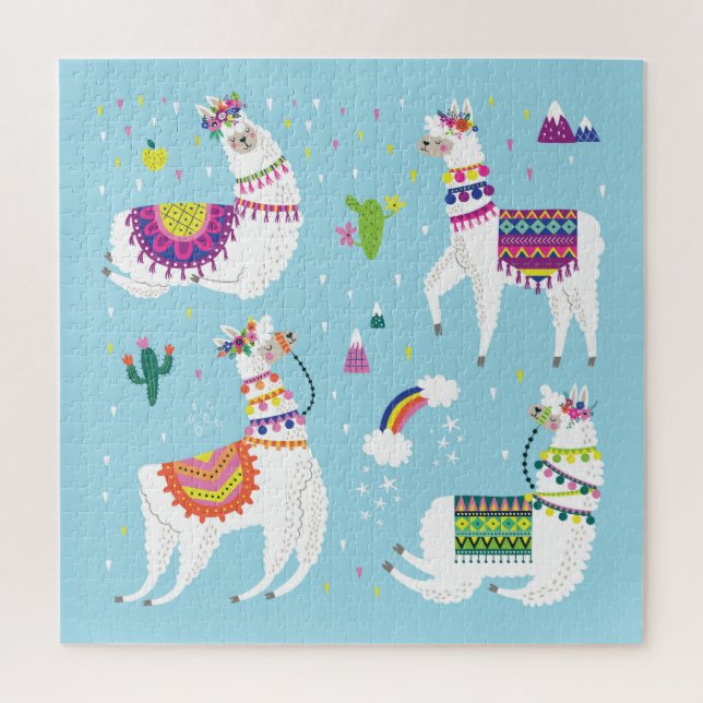 Puzzle Llama & Cactus : Joli ensemble Vintage (Vertical)