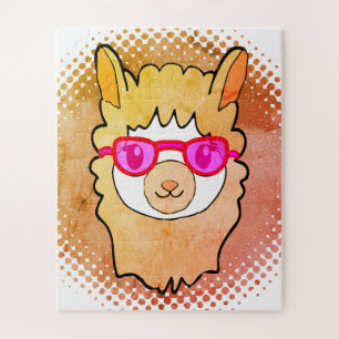 Puzzle Llama Cute Avec Verres Dessin