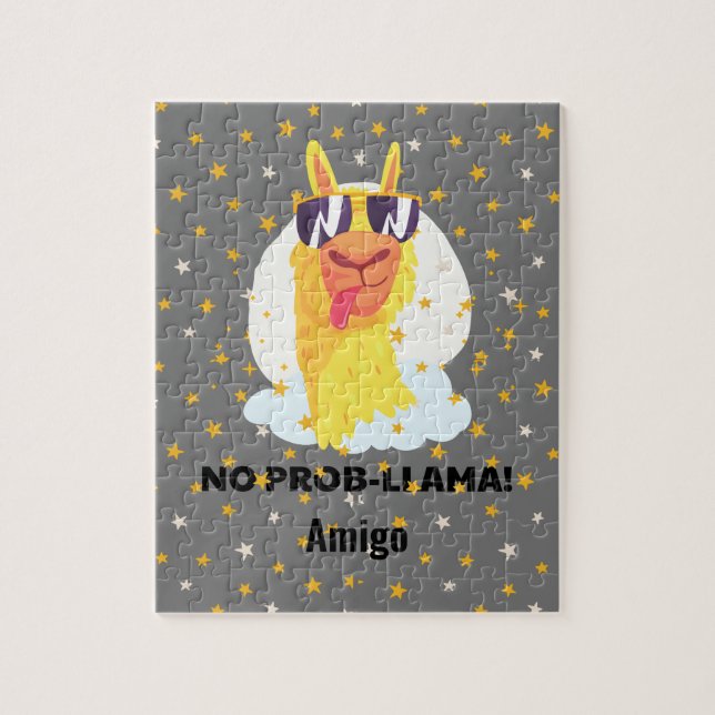 Puzzle Llama drôle mignon sans problème avec des étoiles  (Vertical)
