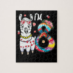 Puzzle Llama j'ai 8 ans 8e anniversaire Tie Dye Ferme