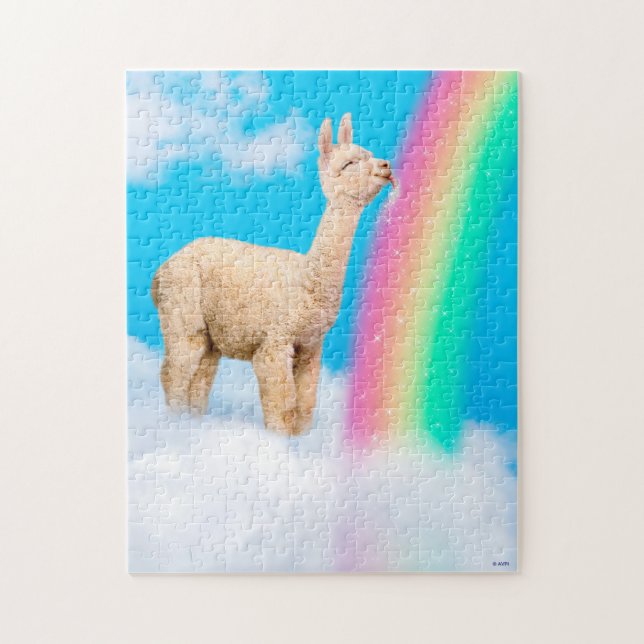 Puzzle Llama Licking Rainbow (Vertical)