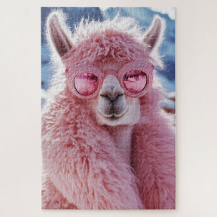 Puzzle Llama rose glamour - Icône mode hiver