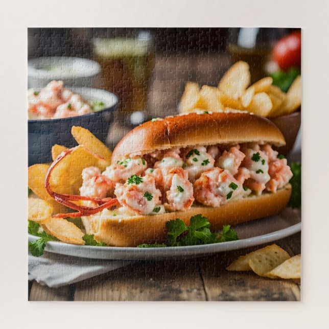 Puzzle Lobster Roll And Potato Chips (Vertical)