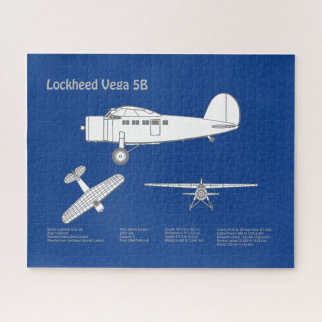 Puzzle Lockheed Vega 5B - Plans d'avion ABD (Horizontal)