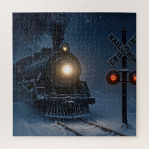 Puzzle Locomotive à vapeur vintage en hiver
