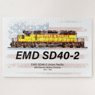 Puzzle Locomotive diesel EMD SD40-2. drapeau américain