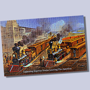 Puzzle Locomotives vintage American Steam Train Train