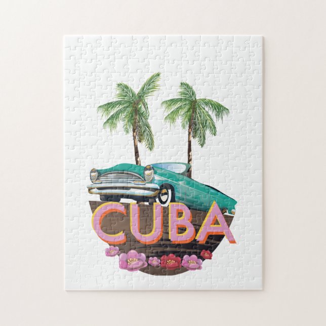 Puzzle logo de voiture classique cubaine (Vertical)