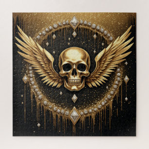 Puzzle 💎 Logo des ailes de crâne gothiques pour cadeaux