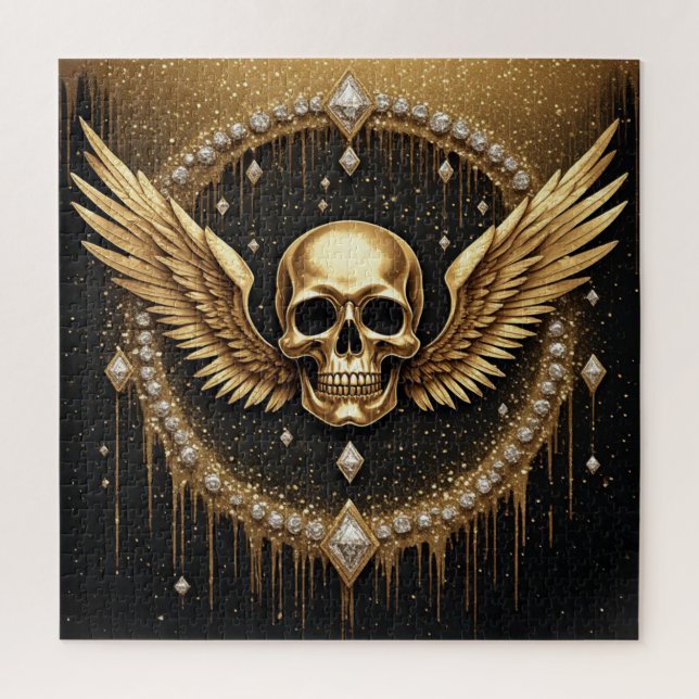 Puzzle 💎 Logo des ailes de crâne gothiques pour cadeaux  (Vertical)