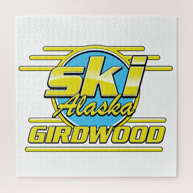 Puzzle Logo ski Girdwood Alaska 80s (Vertical)