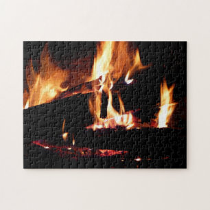 Puzzle Logs dans la cheminée Photographie de feu chaud