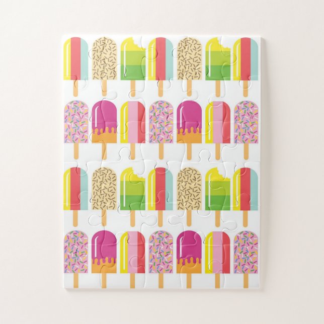 Puzzle - Lolets de glace rose, vert et jaune (Vertical)