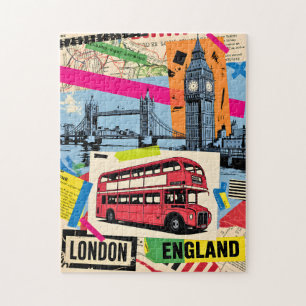Puzzle Londres Angleterre Art Pop Rétro Bus Voyage Vintag