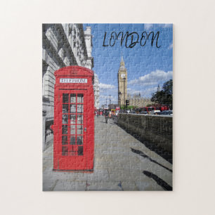 Puzzle Londres Angleterre Big Ben Vintage Black White Red