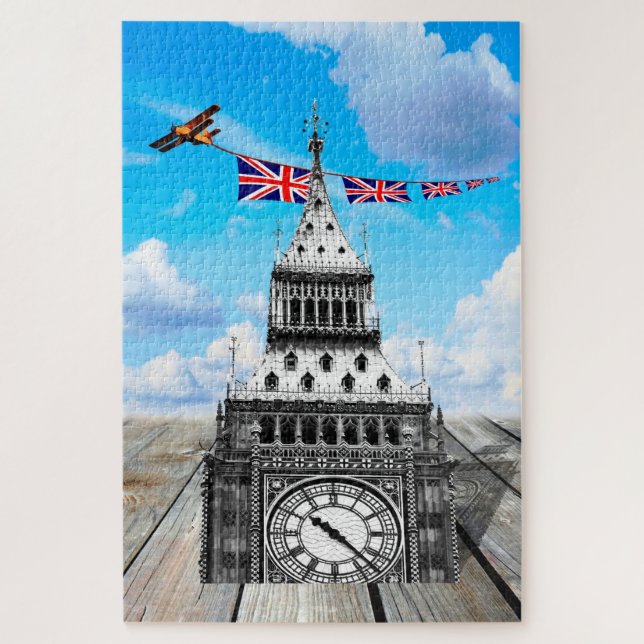 Puzzle Londres, Big Ben & Airplane Union Jacks/Surreal Ar (Vertical)