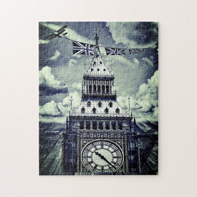 Puzzle Londres, Big Ben & Airplane Union Jacks/Surreal Ar (Vertical)