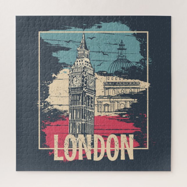 Puzzle Londres Big Ben : Poster de typographie (Vertical)