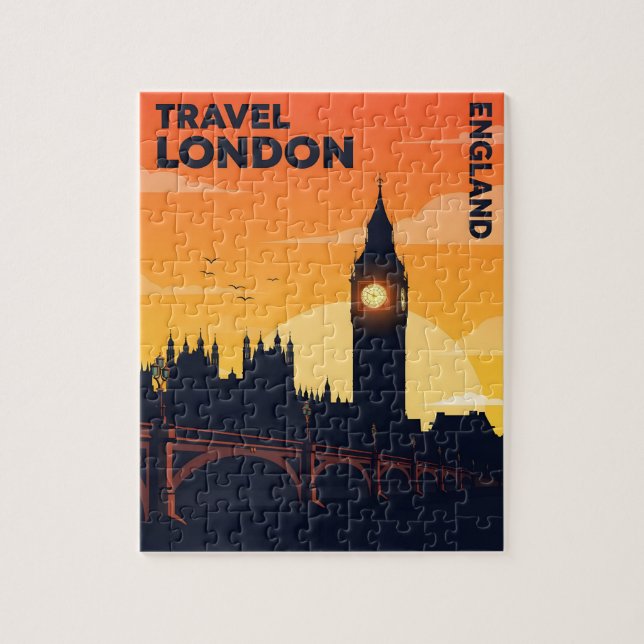 Puzzle Londres skyline au coucher du soleil avec big ben (Vertical)