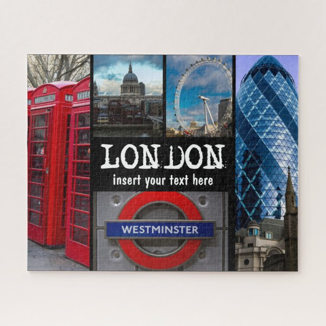 Puzzle Londres, vues, avec message personnalisé (Horizontal)
