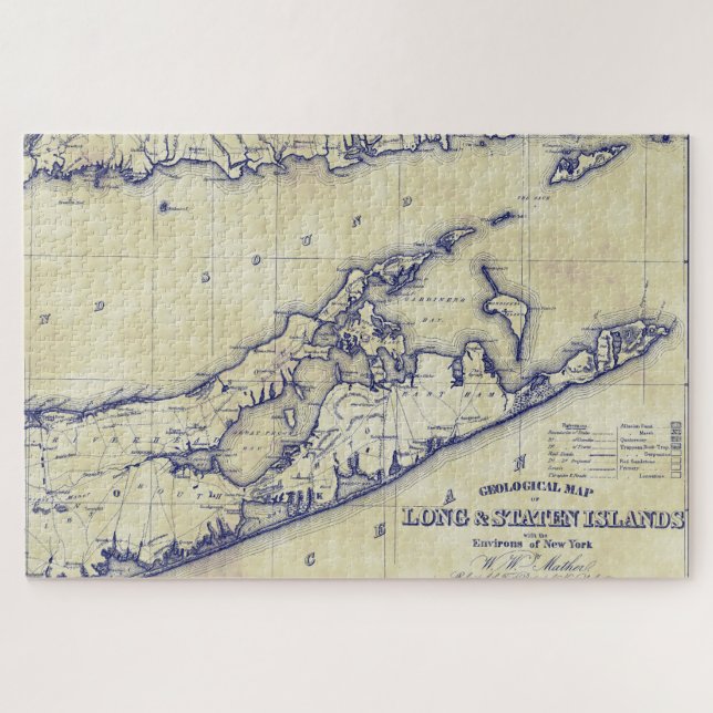 Puzzle Long Island The Hamptons Map Distresse (Horizontal)