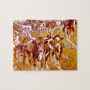 Puzzle "Longhorns du Texas", oeuvre d'art d'Olaf