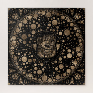 Puzzle Lord Ganesha Gold et Black Dot Art