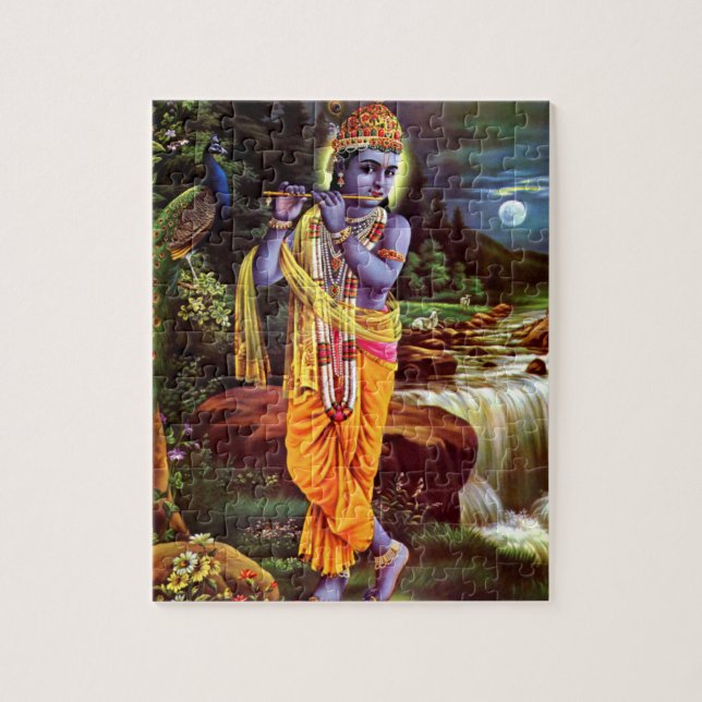 Puzzle Lord Krishna avec Flute Hindu Dieu (Vertical)