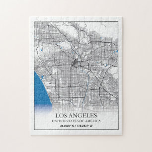 Puzzle Los Angeles California USA Travel City Carte