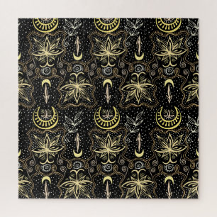 Puzzle Lotus d'or : Elégance Vintage du croissant.