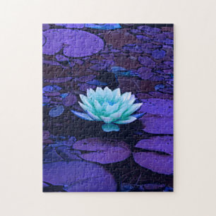 Puzzle Lotus Fleur Magique Violet Bleu Turquoise Floral