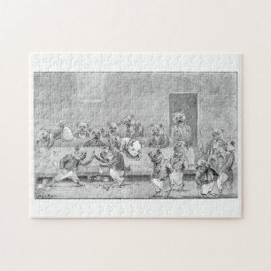 Puzzle Louis Wain "A Vestry Meeting" peinture sur bulldog