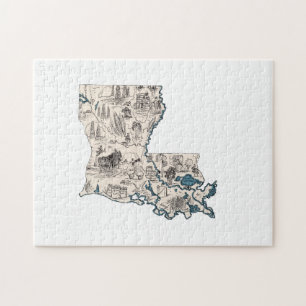 Puzzle Louisiane en forme de créole Carte Vintage Cajun