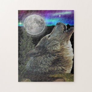 Puzzle Loup à l'affiche de nuit