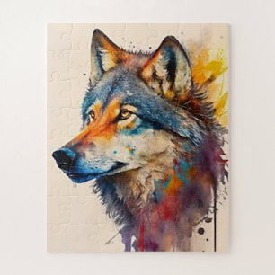 Puzzle Loup aquarellé