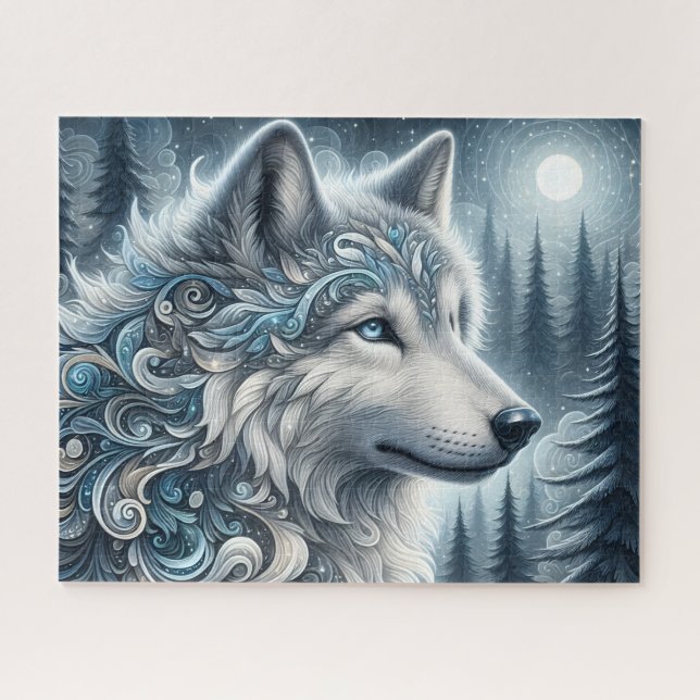 Puzzle Loup Arctique Bleu (Horizontal)