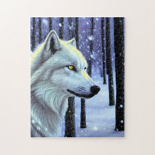 Puzzle Loup blanc dans la neige