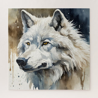 Puzzle Loup blanc en aquarelle