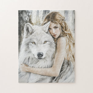 Puzzle Loup Blanc et Fille