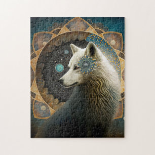Puzzle Loup blanc Mandala