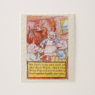 Puzzle Loup de Cuisine de trois petits cochons, conte Vin