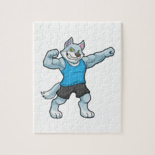 Puzzle Loup en culturiste avec de gros bras supérieurs