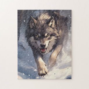 Puzzle Loup en hiver