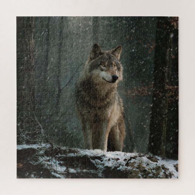 Puzzle Loup en hiver (Vertical)