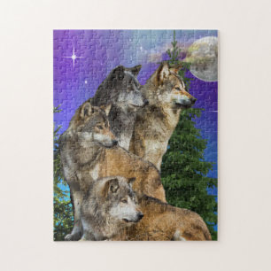 Puzzle loup et lune