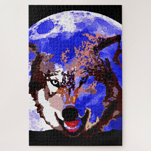 Puzzle Loup et Pleine lune (Vertical)