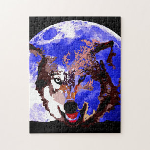 Puzzle Loup et Pleine lune