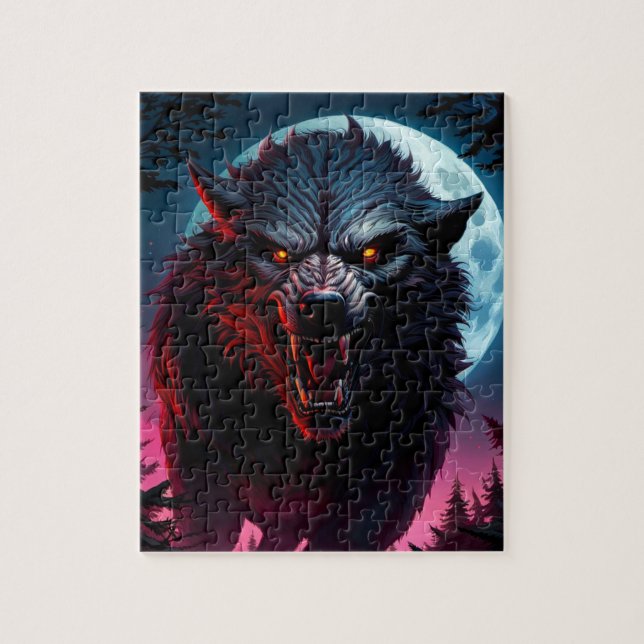 Puzzle Loup-garou grognant effrayant (Vertical)
