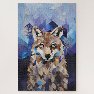 Puzzle Loup Géométrique Montagne
